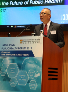 Professor Keiji Fukuda, Clinical Professor and Director of School of Public Health, Li Ka Shing Faculty of Medicine, HKU delivers an opening address.